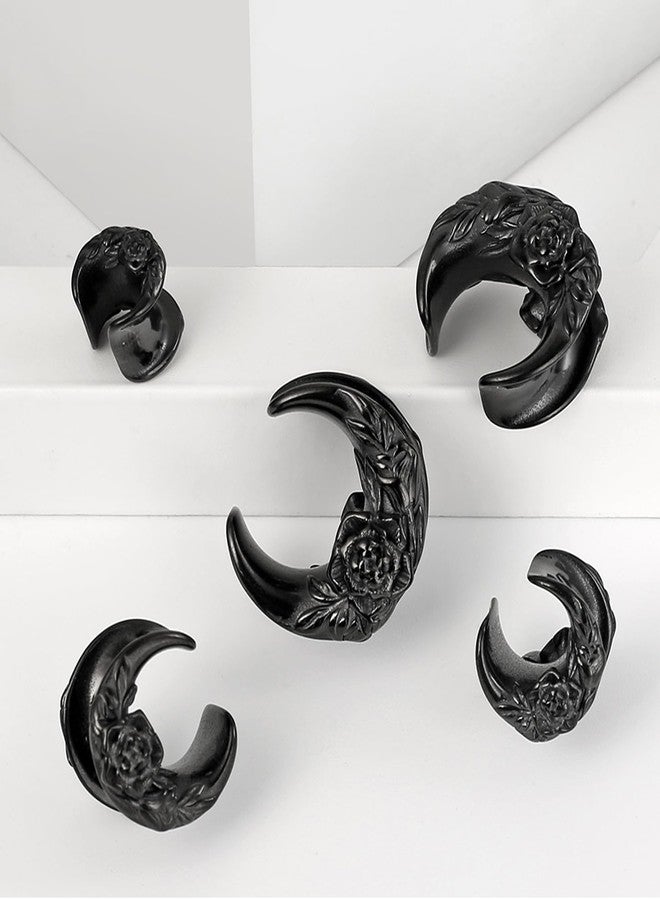 Earblity 2PCS Crescent Moon Saddle Plugs 316 Stainless Steel 00g 10mm Black Ear Gauges Hypoallergenic ear gauges expander Piercing Body Jewelry - Image 4